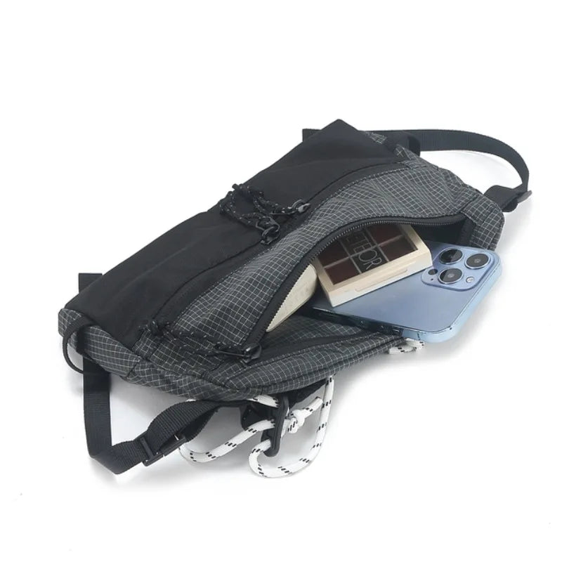 Outdoor Sports Crossbody Sling Bag Nylon Retro Waterproof Tear-Resistant for Cycling Running Hiking Outdoor Essentials