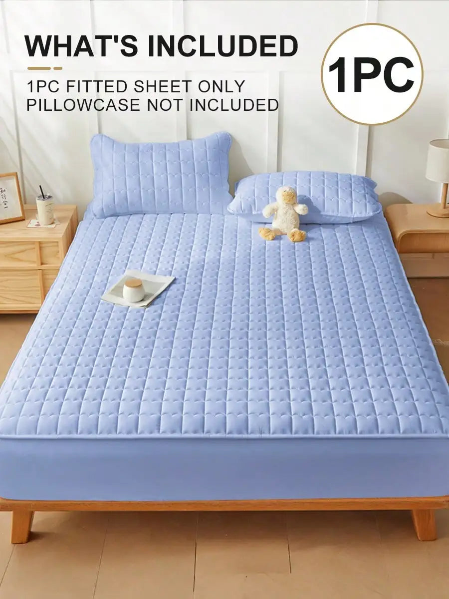 Curved Plaid Fitted Sheet, 30cm Deep Pocket. Available in Twin, Full, Queen, King and 7 colors. Waterproof, soft, breathable, wrinkle-resistant and snug-fitting, perfect for bedroom use as daily bedding.