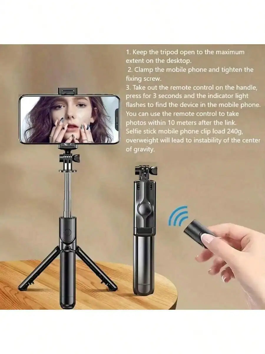 S03 Wireless Selfie Stick With Detachable Remote, 360° Rotation And Extendable Tripod, Handheld Stabilizer For Live Streaming, Suitable For Smartphones, Selfie/Recording/Photography/Live/Vlogging