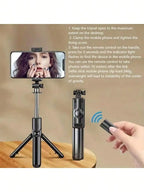 S03 Wireless Selfie Stick With Detachable Remote, 360° Rotation And Extendable Tripod, Handheld Stabilizer For Live Streaming, Suitable For Smartphones, Selfie/Recording/Photography/Live/Vlogging