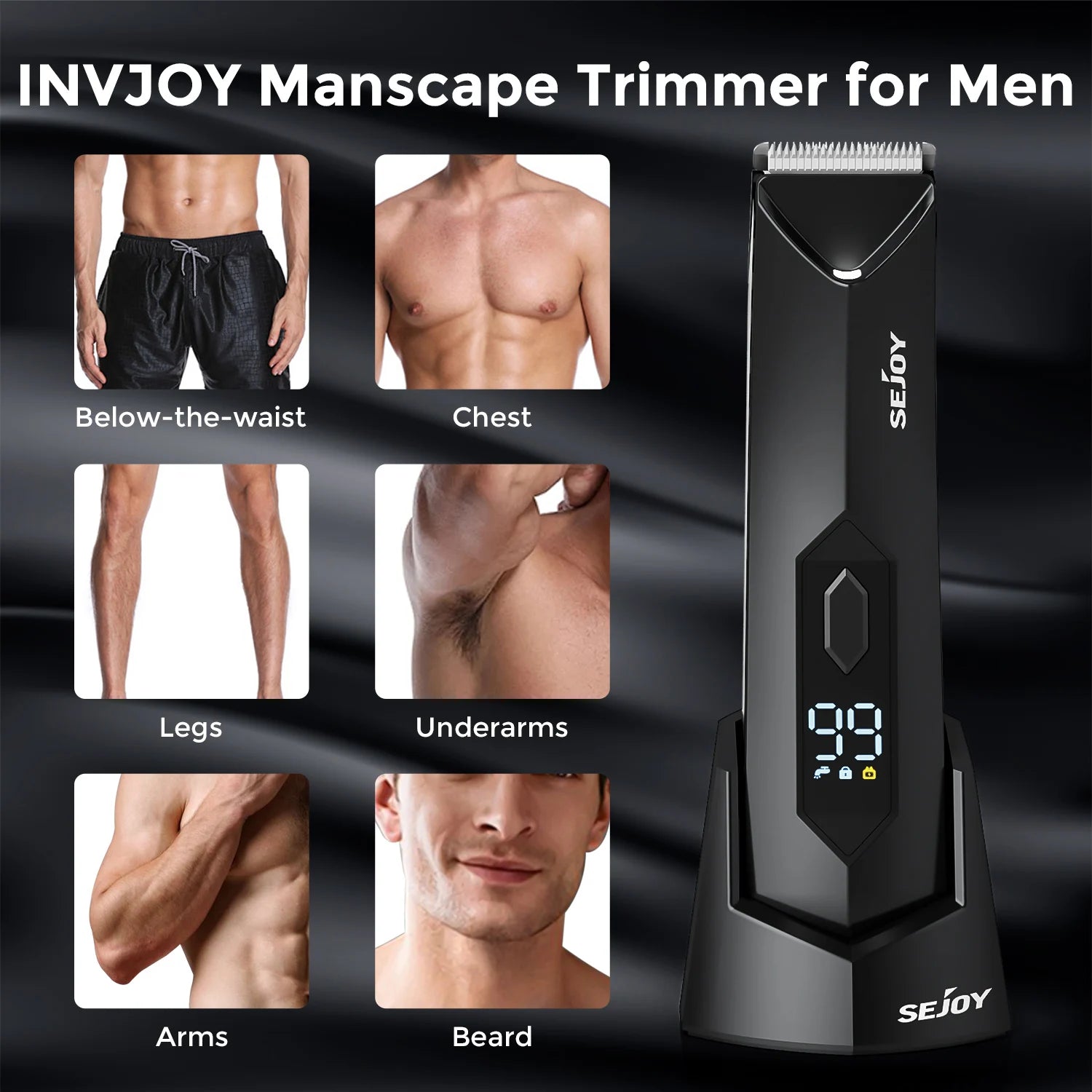 SEJOY Body Pubic Hair Trimmer for Men With Standing Recharge Dock,Balls Women Lady Shaver Hair Removal Bikini Trimmer