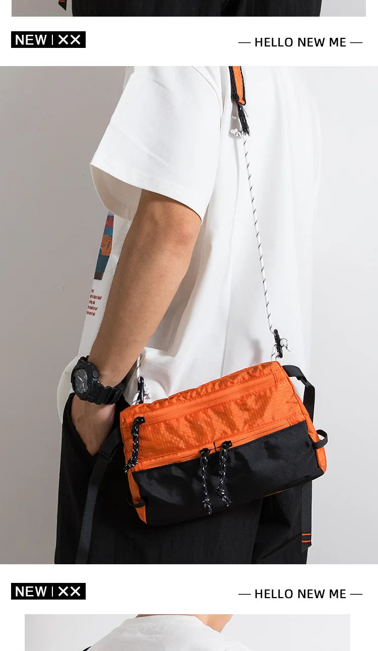 Outdoor Sports Crossbody Sling Bag Nylon Retro Waterproof Tear-Resistant for Cycling Running Hiking Outdoor Essentials