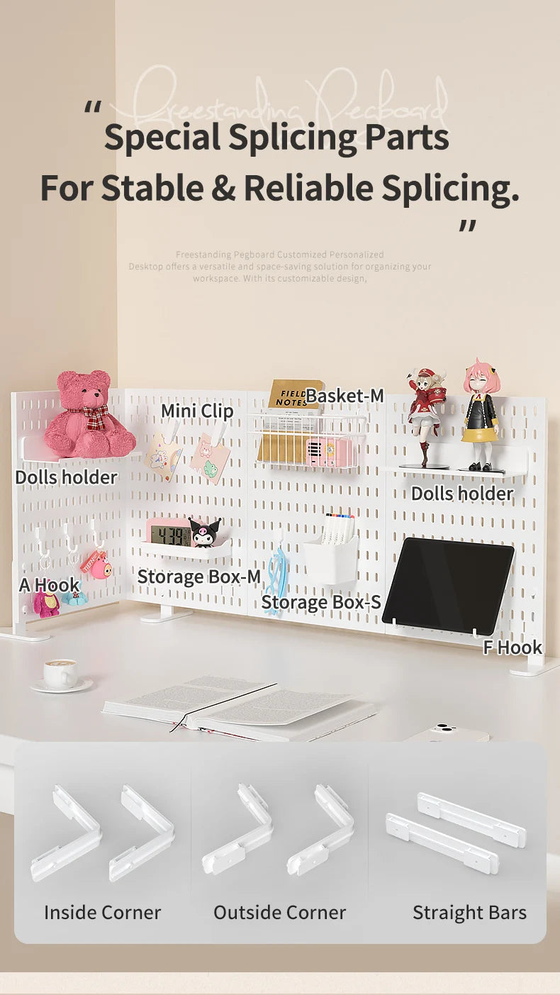 Home Study Storage Pegboard: Suitable for Displaying Figurines, Desk-Top Standing & Clip-On Storage for Furniture Items