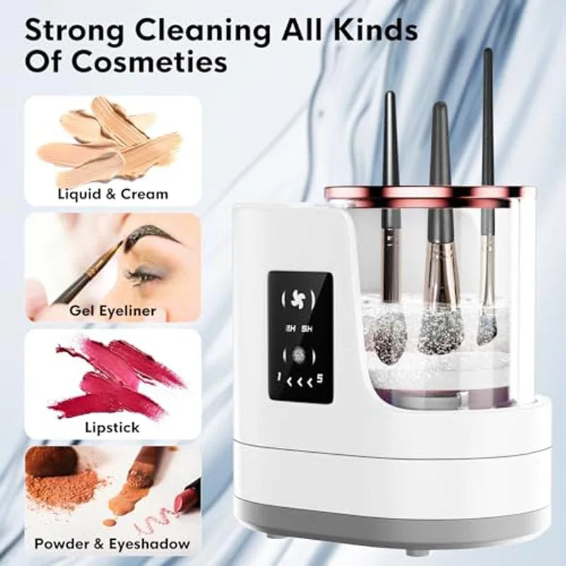 3-in-1 Electric Makeup Brush Cleaner & Dryer Fully Automatic Quick-Drying Tool No Damage to Brush Bristles Beauty Accessory