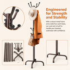 1/2Pcs Coat Rack with 14 Hooks, Freestanding Coat Rack Stand for Entryway, Hallway, Bedroom, and Office, Metal Coat Tree & Hat Rack for Coats, Hats, and Bags