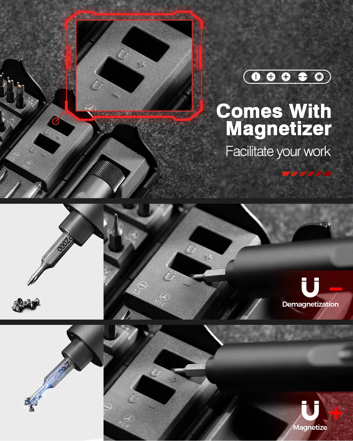 VMAN 138-IN-1 Professional Precision Electric Screwdriver Set Magnetic Bit Computer & Console Game & Phone Repair Kit Man‘s Gift