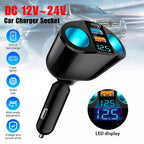 Multiple Devices Can Be Charged at the Same Time with Digital Display Car Charg Dual-port Car Charger Adapter