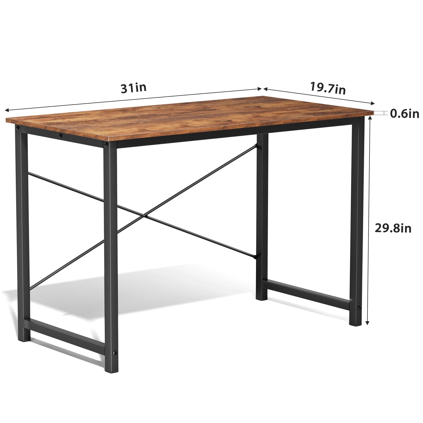 JHK Computer Office Desk Writing Study Office Gaming Table Modern Simple Style Compact Metal Frame Wood Tabletop Easy Assembly
