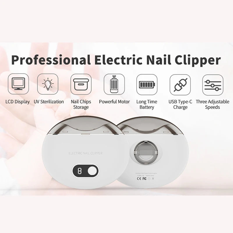 2 IN 1 Electric Nail Clipper Cutter 3 Speed Low Noice Automatic Nail Grinder Trimmer For Adult Mini Manicure Tools Nail Care
