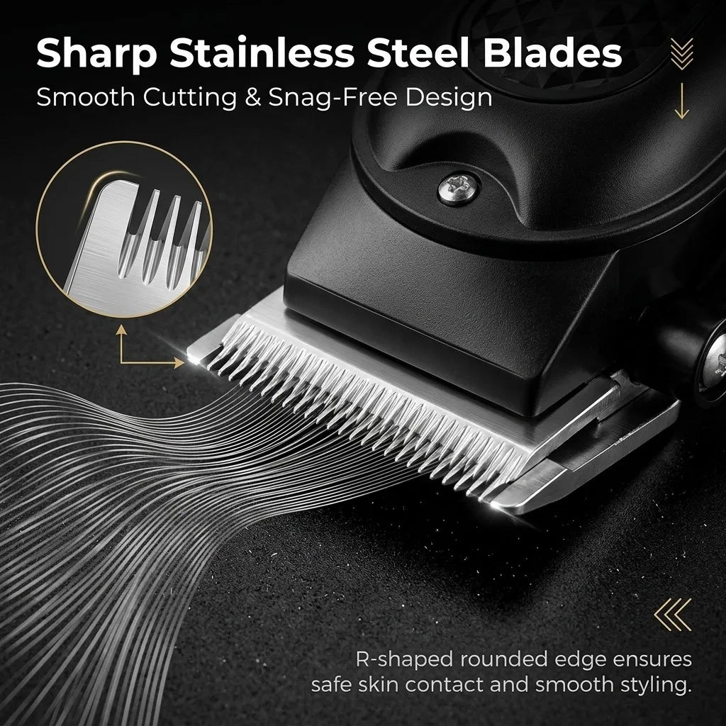 Professional 3-in-1 Electric Hair Clipper Set with LED Display, USB Rechargeable Cordless Trimmer for Men, Beard & Head Shaver Kit with Multiple Guide Combs