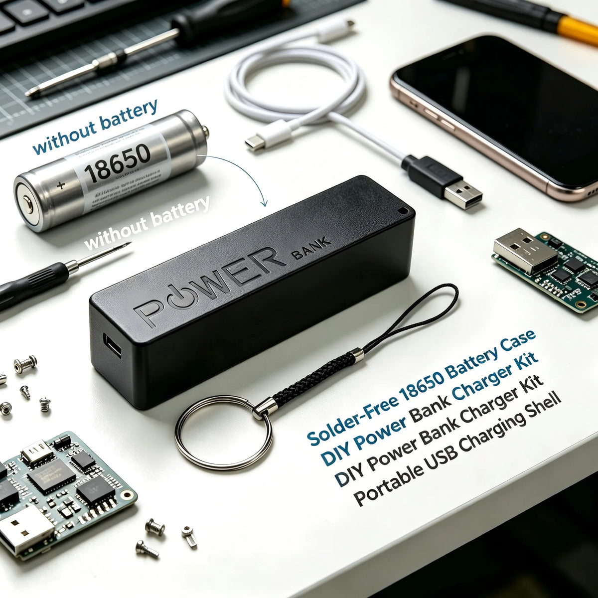 Solder-Free 18650 Power Bank Shell 5V USB Charger Battery Holder Case for Phone Electronic Charging Portable DIY Kit