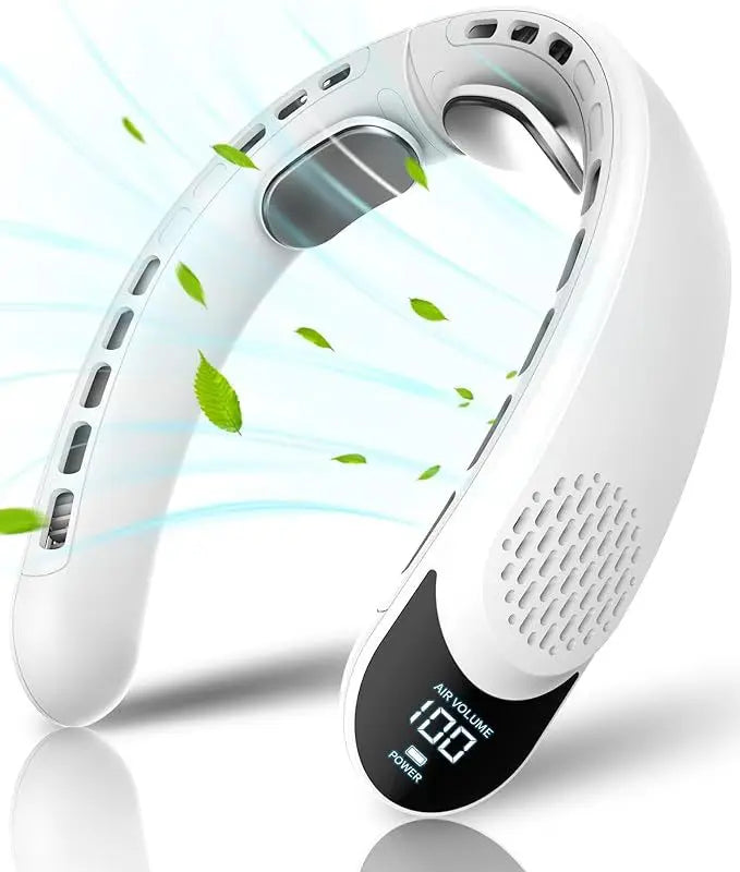 Portable Neck Fan 4 Turbo Neck Fan 4000mAh Battery Operated USB Rechargeable Personal Fan, 3 Speeds, 360° Cooling Air Fan
