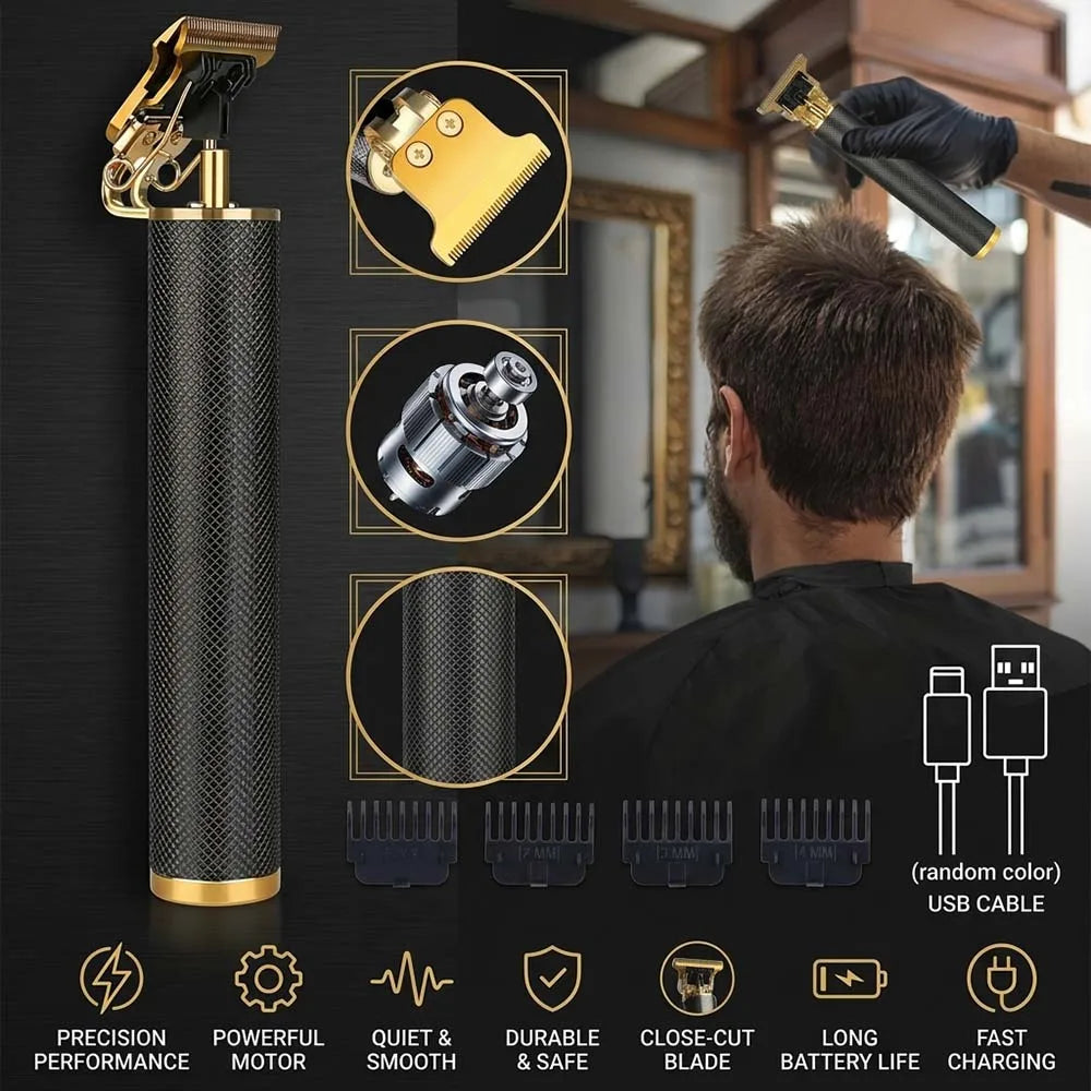 Professional Hair Clipper Set for Men, Cordless Haircut Kit with LED Display, 3-in-1/2-in-1/1pc  rechargeable Hair Clipper & T-Blade Trimmer & electric shaver, Barber Zero-Gapped Detailer, DIY Grooming Tools with Scissors, Co