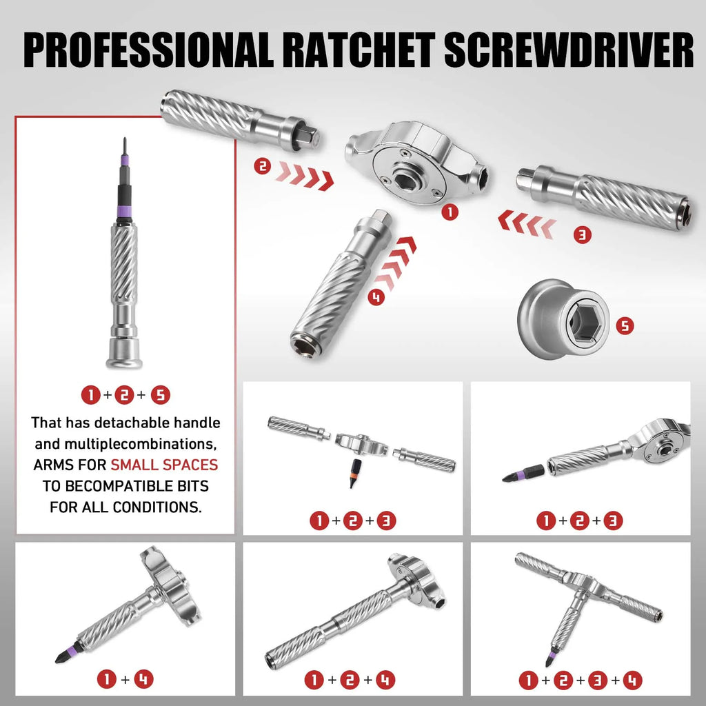 VMAN 100in1 Multifunction Ratchet Screwdriver Set Multi Magnetic Bits Mini Repair Tool Kit Household Tool For PC & Desk Etc.