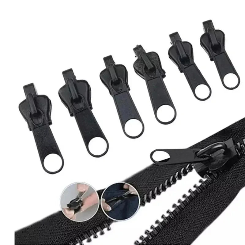 Black 6pcs Instant Zipper Universal Instant Fix Zipper Repair Kit Replacement Zip Slider Teeth Rescue New Design for DIY Sew