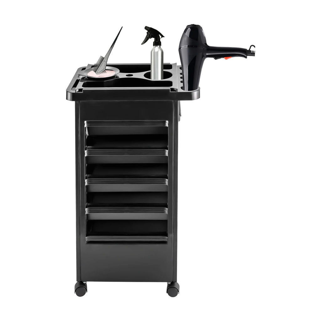 Salon Trolley Cart with Wheels and 5 Drawers, Multipurpose Beauty Cart, Hairdressing Rolling Cart for Barbershop Beauty Spa, Black