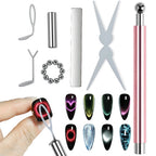 17Pcs Nail Art Nail Magnetic Stick Set Cat Eye Magnetic Ball Aluminum Handle Cylindrical UV Gel Magnet Tools Nail Design Tools