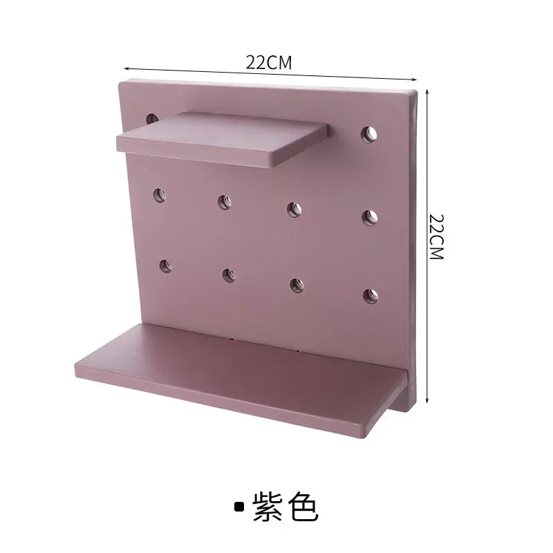 Punch Free Pegboard Display Stand Wall Organizer Storage Plate Living Room Kitchen Bedroom Wall Hanging Decoration Wall Shelf