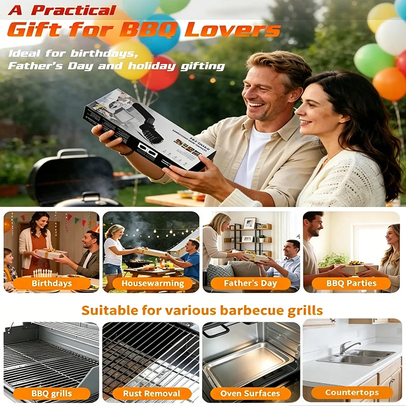 Electric BBQ Cleaning Brush, Rotating BBQ Cleaning Tool, 3 Speed Settings, 2600mAh, Suitable for Outdoor BBQ Grills, Steam BBQ Cleaning Brush Accessories