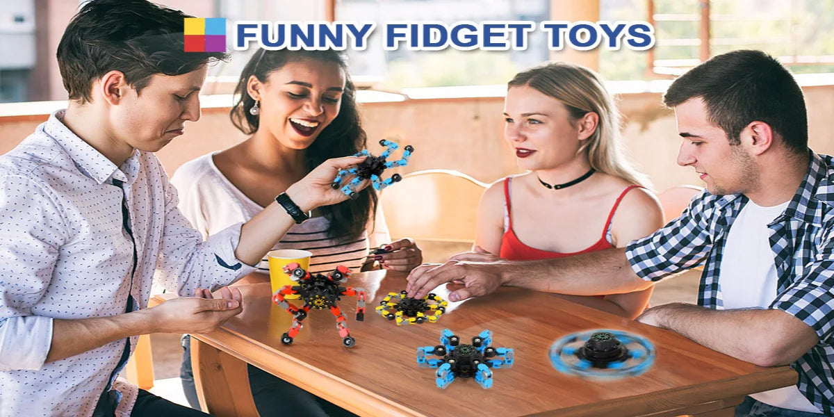 4 Pcs Transformable Fidget Spinners Fingertip Gyros for Kids And Adults Boys And Girls Easter Basket Stuffers Halloween Fun