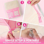 JOYFY Pink Princess Tent for Girls with LED Star Lights Large Playhouse Kids Castle Play Tent for Children Indoor Outdoor Games