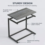 C Shaped End Table 27 Inches High, Side Table for Couch Slide Under, C Table Sofa Side End Table for Living Room