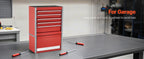 SucceBuy 5-Drawer 8.6in Metal Tool Box Red/Black Portable Small Tool Chest with PP Feet Pads for Garage Workshop Tools Storage