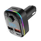 Car Charger Bluetooth 5.0 FM Transmitter Handsfree PD Type-C Dual USB Ambient Player MP3 Charger Type-C Wireless Light