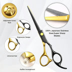 Professional Stainless Steel Hair Cutting Scissors Set Hairdressing Kit Cutting Thinning Shears Straight Razor Hair Combs Hair Clips Brush Storage Case Home Barbershop DIY Haircut Tools Perfect Gift for Dad Husband Boyfriend