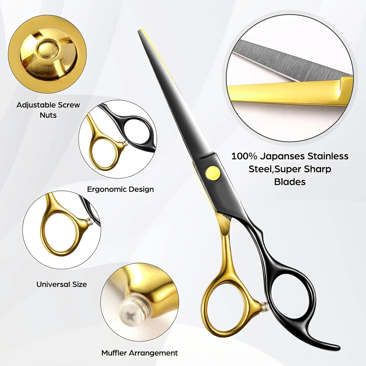 Professional Stainless Steel Hair Cutting Scissors Set Hairdressing Kit Cutting Thinning Shears Straight Razor Hair Combs Hair Clips Brush Storage Case Home Barbershop DIY Haircut Tools Perfect Gift for Dad Husband Boyfriend
