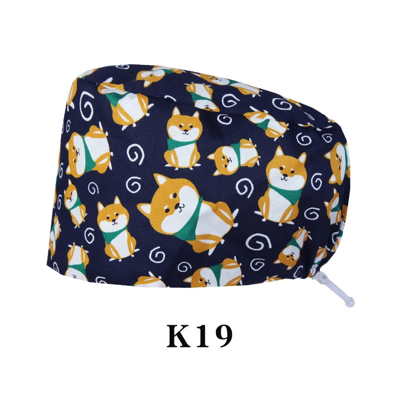 Shark Pattern Scrub Cap for Men Women 100% Cotton Healthcare Surgical Dentist Skullcaps Hospital Working Hats K329