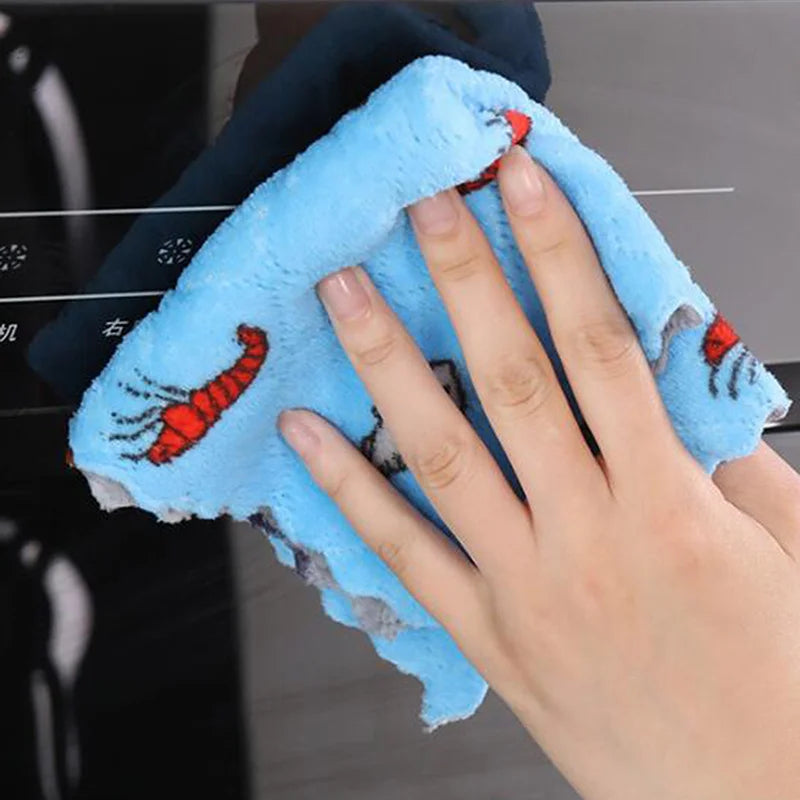 5Pcs Coral Fleece Dish Cloths, Absorbent Kitchen Cleaning Towels for Home