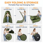 Instant Pop Up Changing Tent 192cm Tall Portable Outdoor Privacy Shower Tent with Silver Coating Waterproof Foldable Camping Toilet Dressing Booth with Carry Bag Stakes Ropes for Beach Swimming Fishing Hiking Photography