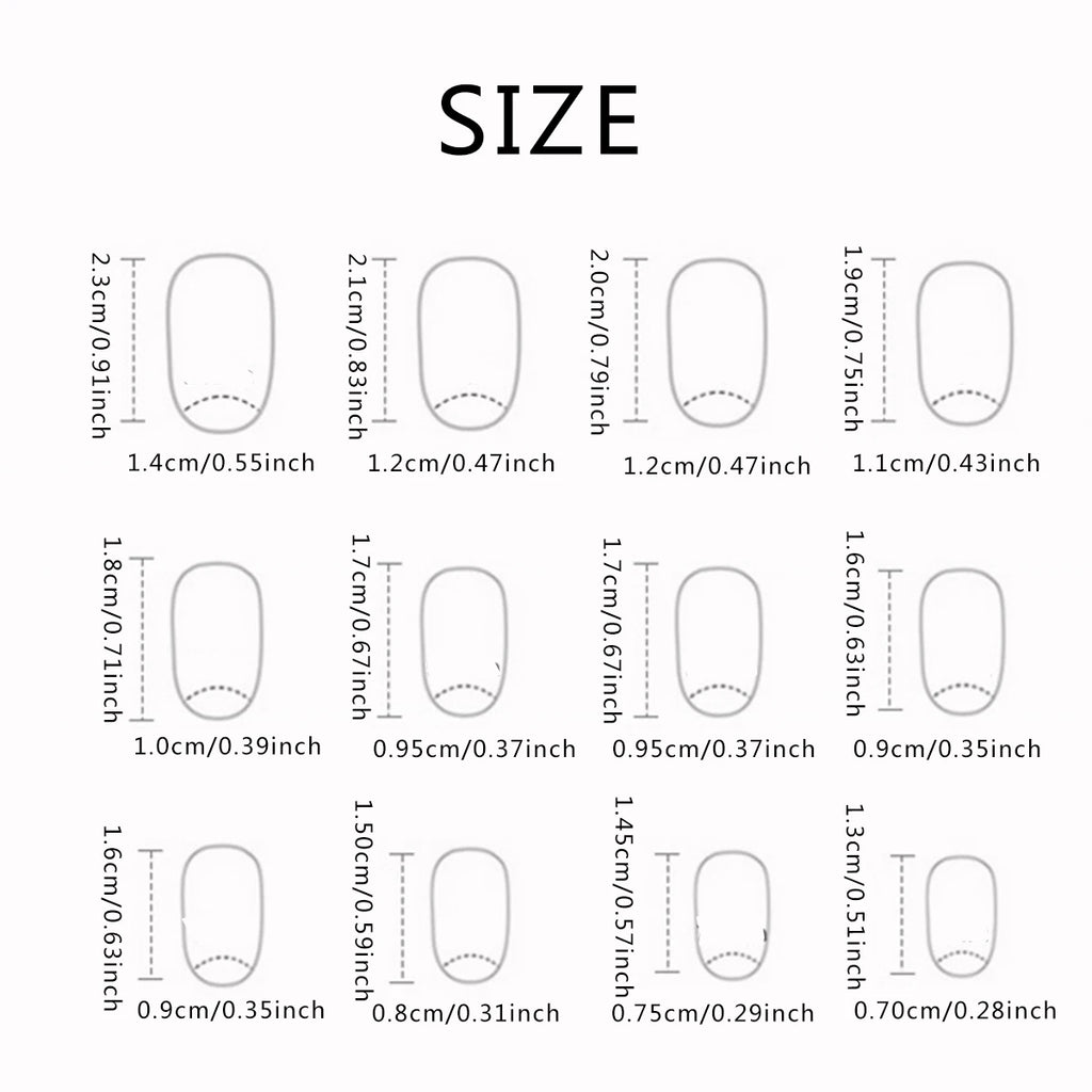 24 short oval press on nails gradient fake nails, paired with 1 piece of jelly and 1 nail file
