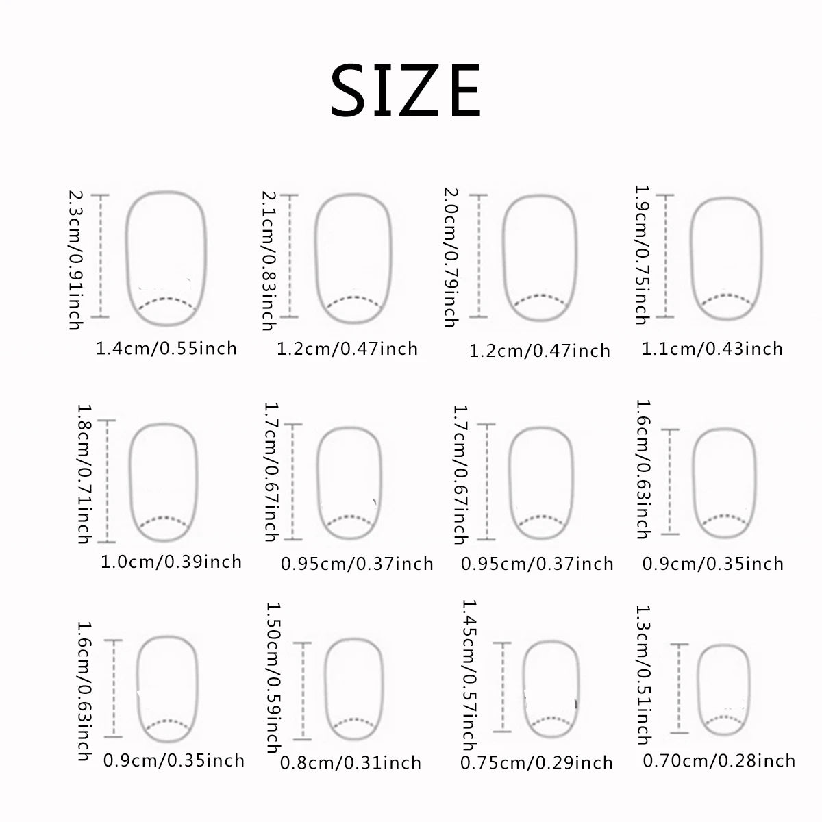 24 short oval press on nails gradient fake nails, paired with 1 piece of jelly and 1 nail file