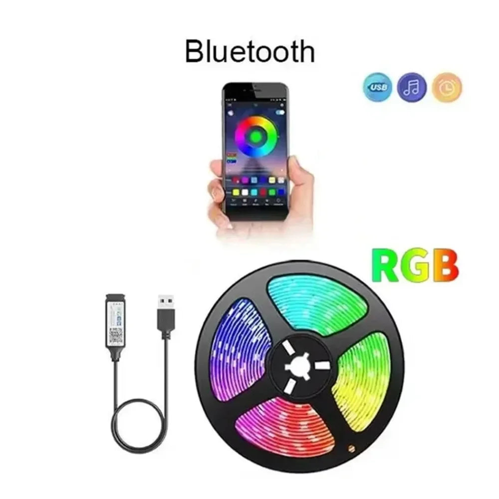 RGB LED Strip Light Intelligent Bluetooth Remote Control Remote Flexible Diode Light Strip for Room Home Decoration TV Backlight