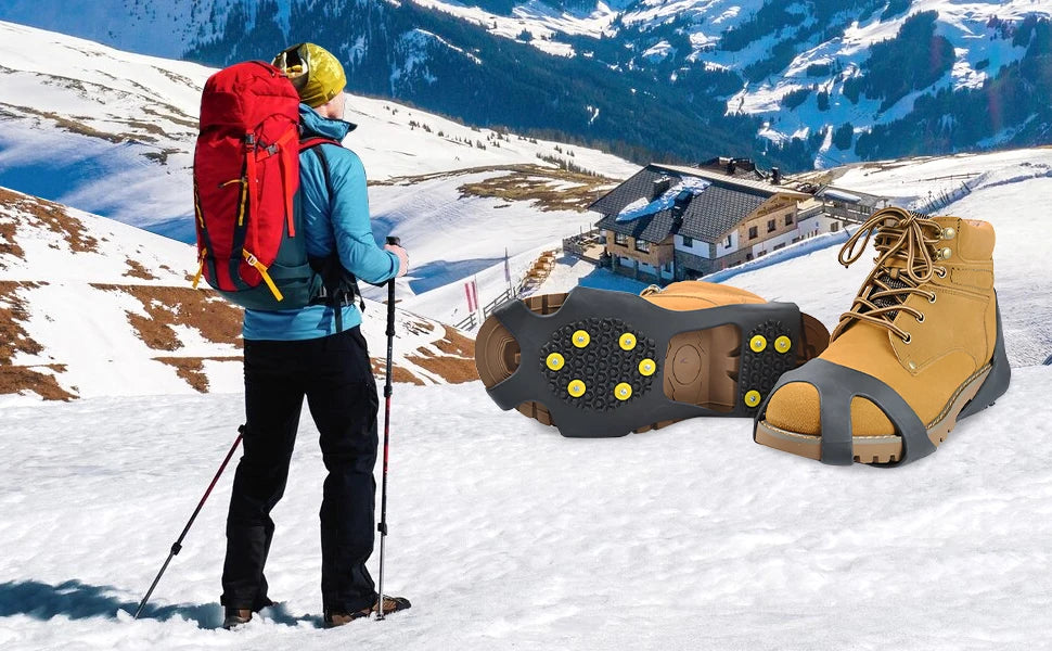 Outdoor Snow Claw Shoe Covers for Men and Women 10 Teeth Rock Climbing Crampons Non-Slip Climbing Cleats Hiking Accessories