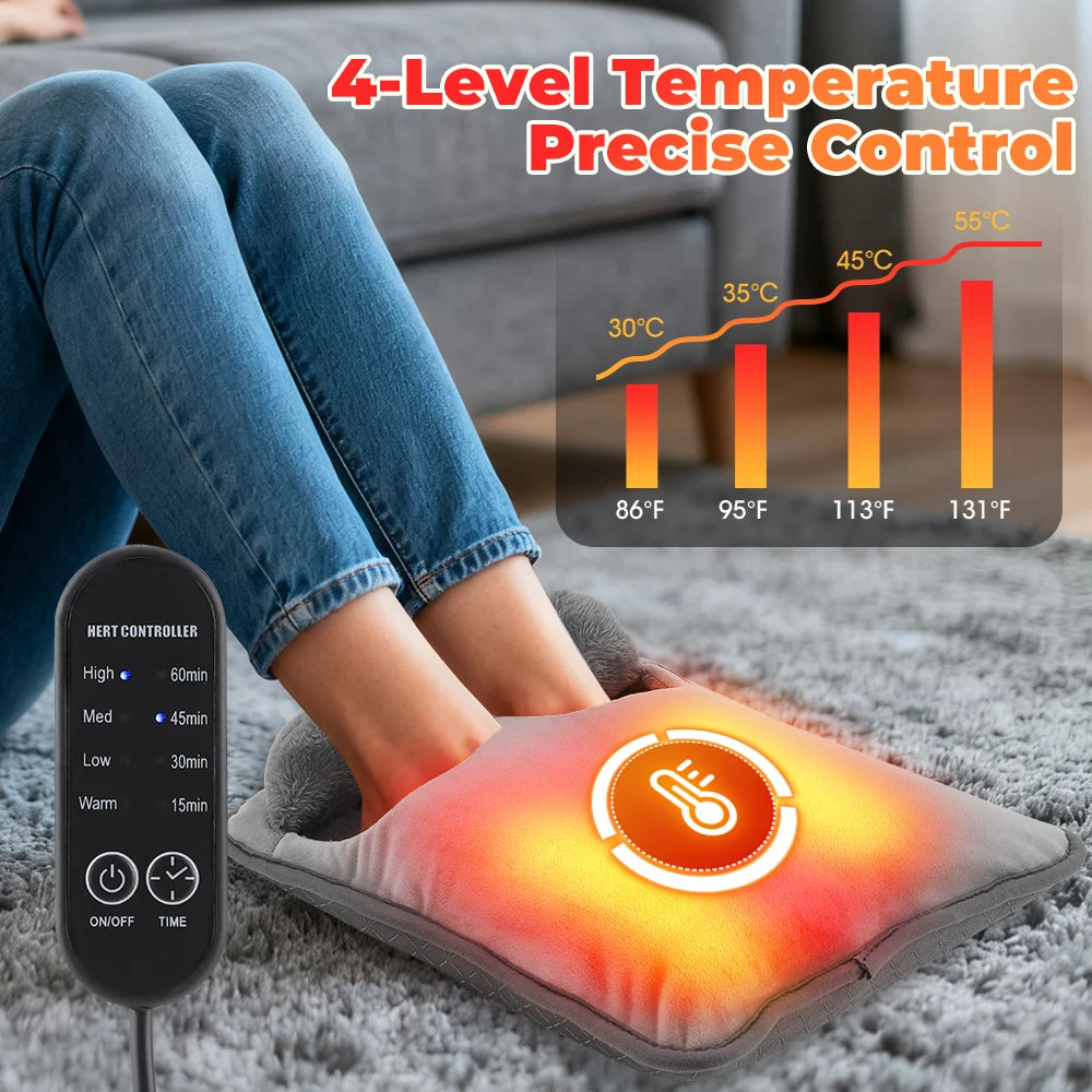 Electric Heating Foot Pad Washable Feet Warmer Household Soft Plush Thermal Heating Blanket Foot Warming Mat Home Office Bedroom