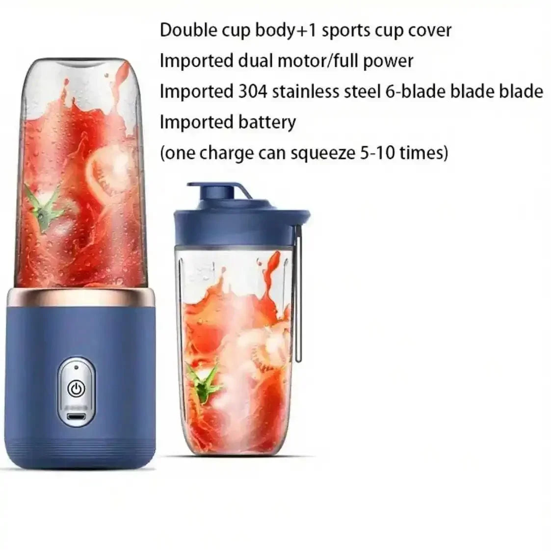 Portable Rechargeable Blender & Juicer Cup 380ml Personal Smoothie Maker Ice Crusher for Juice Travel