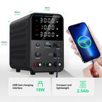 Wanptek Laboratory Power Supply 30V 5A 30V 10A 60V 5A 120V 3A Adjustable with USB fast Charging Bench DC Power Supply