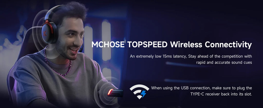MCHOSE V9 Pro Wireless Gaming Headset 7.1Surround Sound Headphones Noise Canceling Mic Low Latency Lightweight for PS5 PC SWITCH