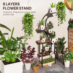 8-Tier Plant Stand, 62inch S-Shaped Plant Stands, Carbonized Treatment