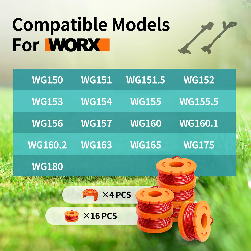 20 Pack Trimmer Spool Line For Worx (WA0010) Replacement Trimmer Spool Line For Worx Trimmer Line Refills 0.065 inch For Worx
