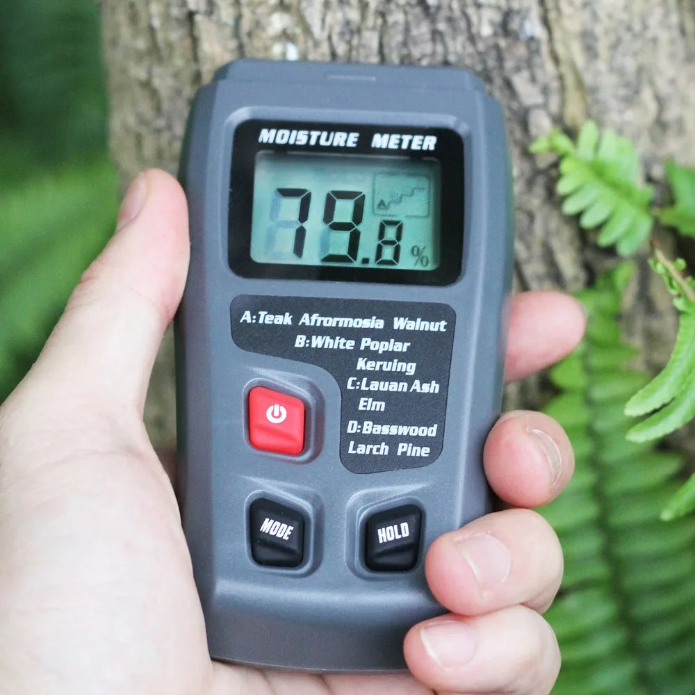 BSIDE Digital Wood Moisture Meter Professional Timber Damp Tester Handheld Hygrometer Lumber Detector EMT01 with HD LCD Display