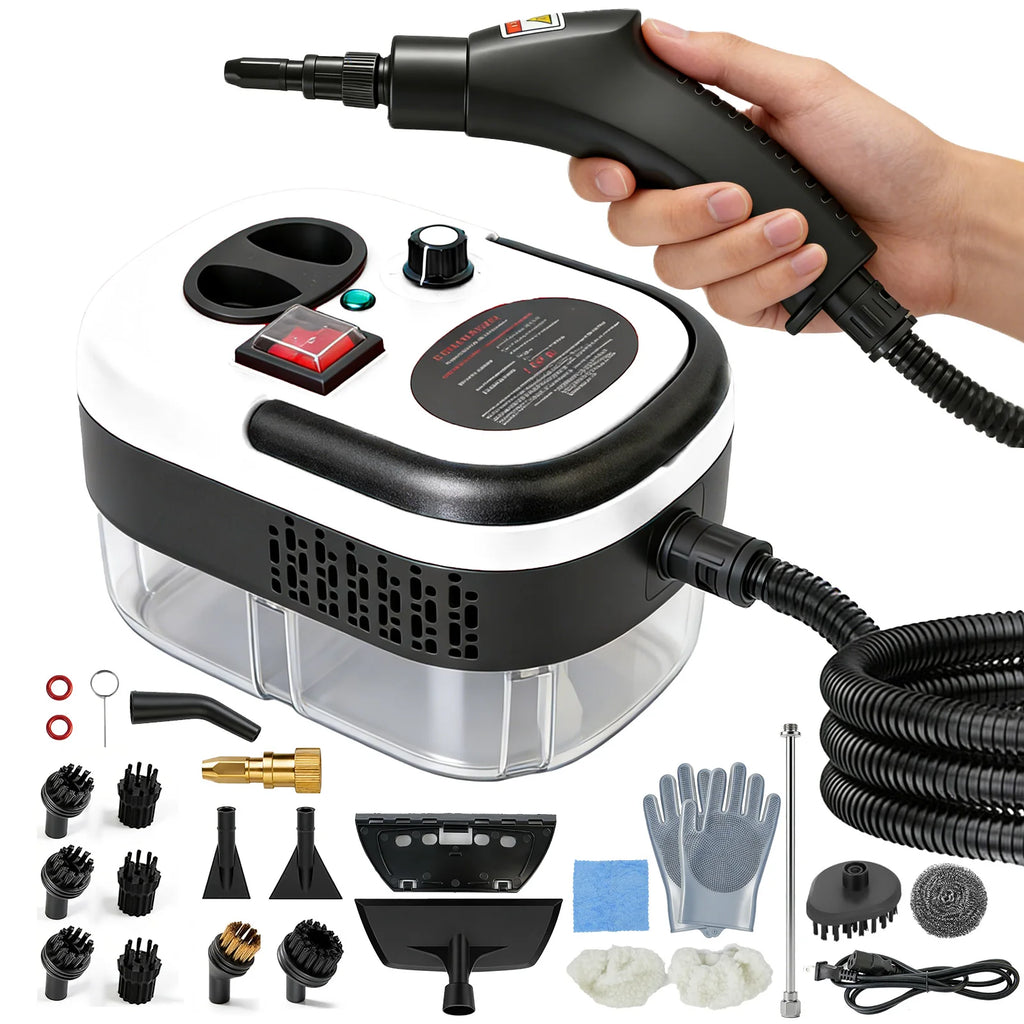 Portable Steam Cleaner 2500W 1200ML Handheld Air Conditioner Kitchen Hood High-Temperature 105°C Adjustable 6 Levels 20 Accessories Car Cleaning Machine Home Appliances