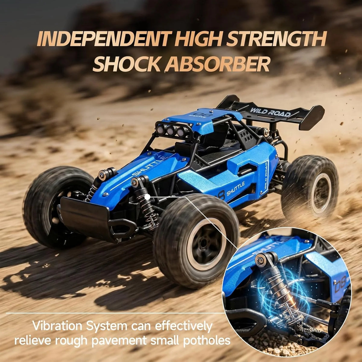 1:16 Scale Remote Control Monster Truck High Speeds 20KMH Off-Road RC Car with LED Lights for Adults Kids Durable Gift Ready for