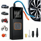 POWNYM Cordless Portable Tire Air Pump, 150PSI Wireless Inflator with Pressure Gauge & LED Light, Multi Adapters, Jump Starter for Auto Bike & Inflatable Balls