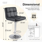 JHK PU Leather Bar Stools Set of 2,Upholstered Counter Height Bar Stools,SGS Certified Gas Gylinder Comfortbale Backrest