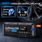 4 In 1 Car Jump Starter with LED Lighting 4000A Portable Car Battery Charger Power Bank Tire Inflator Pump 160PSI Air Compressor