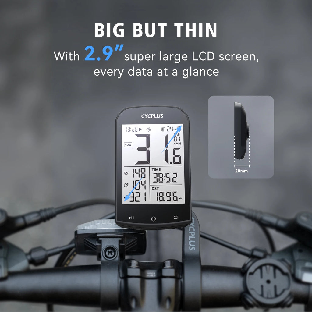 CYCPLUS M1+Z1 Cycling GPS Wireless Bike Computer With BLE 5.0/ANT+ with 2.9" LCD Screen Auto Backlight IPX6 Waterproof